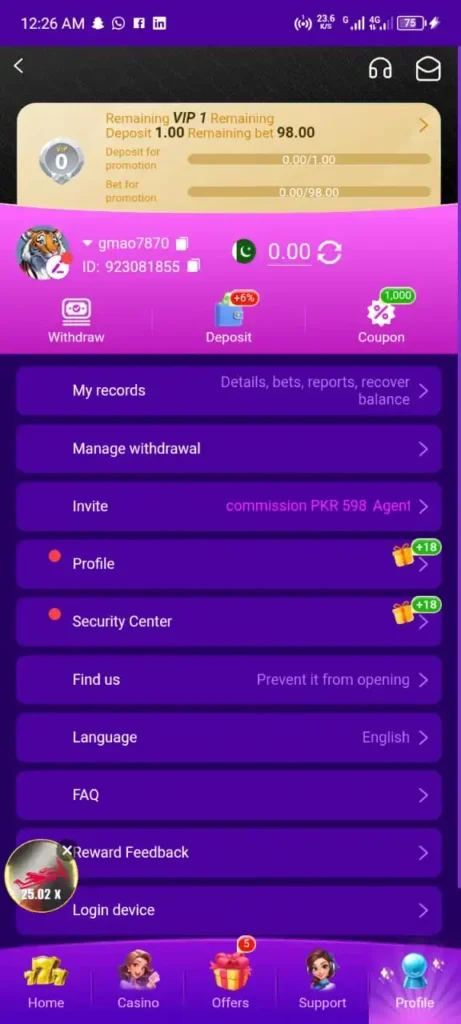 98PKR CASINO GAME